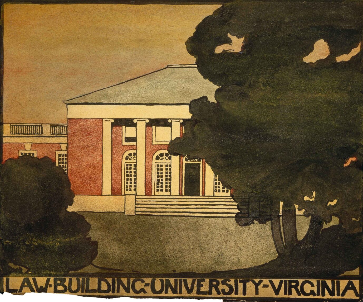 Georgia O’Keeffe, Law Building / University of Virginia 1912–1914: Echte Wissenschaftsfreiheit gibt es für William Buckley Jr. nur in der Forschung, nicht aber in der Lehre. Im Vorlesungssaal gelte die Freiheit des Marktes. Niemand müsse lernen, was er nicht gekauft hat. Das verstünden weder Liberale noch Sozialisten. Quelle: Wikimedia.